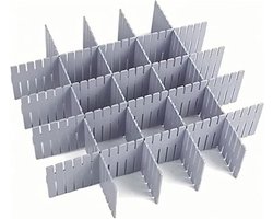 16 verstelbare lade-indelingen, lade-indelingen, bureau, keukenplank, commode, make-up shop, ondergoed, sokken (grijs)