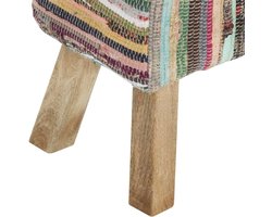 160 cm Chindi Stoffen Bank – Multicolor – Gestoffeerde Zitbank van 100% Katoen met Mango Houten Frame – Comfortabel en Handgemaakt – Perfect voor Woonkamer, Hal, Eetkamer, Restaurant of Bar