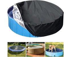 160*160*30cm - Zwembadafdekking - Buitenbad afdekking - Rond zwembad afdekking - met trekkoord - ter bescherming tegen bladeren en stof - Waterdichte Oxford-stof - Ronde hondenzwembad hoes - Stofkap - voor tuin, tuin, achtertuin, park, gazon - zwart