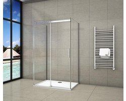 160x80x80cm,8 mm NANO glazen douchescherm 195 cm schuifdeur met 2 zijpanelen