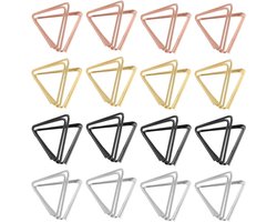16pcs Metalen Tafel Kaart Houder - Plaats Kaarten voor Bruiloft - Feest - Christening (Goud - Roségoud - Zilver - Zwart - Driehoek)