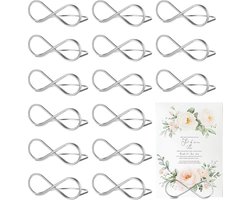 16PCS Tafel Naamhouders - Bruiloft - Zilver Metaal Menu Kaart Houders - Tafel Nummer Stand - Tafel Kaart Clips - Naam Kaart Houders voor Bruiloft Feest Tafel Decoratie Foto Weergave