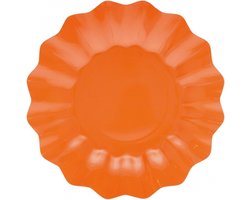 16x Diepe kartonnen bordjes oranje 21 cm - Wegwerpborden van karton - Feestbordjes - Feestartikelen tafeldecoratie