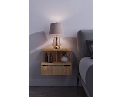 17-04 Stijlvol Nachtkastje met Hoes - Organiseer en Verfraai je Slaapkamer - 40x34x31 cm - Mdf Pijnboom