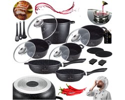 17-delige Pottenset met Panenaccessoires - Aluminium
