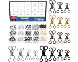 170 Stuks 11.7/12.2/15/17mm Naaihaakjes en Ogen Sluitingen, 5 Kleuren Beugels en Kledingreparaties voor Ondergoed en DIY Projecten