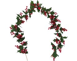 170cm Kerst Rode Bes Garland,Kunstmatige Hulst en Berry Kerst Garland Indoor Outdoor Opknoping String Tuindecoraties voor Nieuwjaar Open haard Deur Tafel Decor