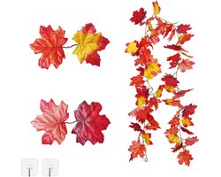 175 cm Kunstmatige Esdoornblad Slinger - Herfstbladeren Esdoornbladeren Wijnstokken - Halloween Kerstdecoratie - Feest Open Haard Diner Binnen en Buiten