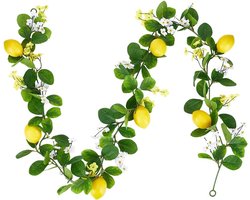 1,75m Schuim Simulatie Citroen Wijnstok - Gele Kunstmatige Citroenen als Groen Decoratie Bijlage voor Lente, Zomer, Fruit Thema, Bruiloft en Eettafel