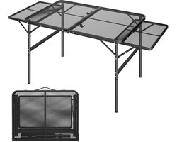 176x60cm Opvouwbare Campingtafel, Beweegbare Metalen Bijzettafel Met Inklapbaar Tafelblad, Grilltafel 56,5-64,5cm in Hoogte Verstelbaar, Tuintafel Draagvermogen 30KG voor Strand/Picknick/Balkon/Tuin, NAIZY