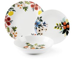 18-delige bordenservice - Pastelkleuren - Porselein - Voor 6 personen