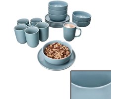 18-delige Jasper grijs-blauwe ontbijt set voor 6 personen - 6x 414110, 6x 414165 & 6x 414219