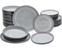 18-Delige Servies Set Aardewerk - Scandinavisch Design Geschikt voor Vaatwasser & Magnetron