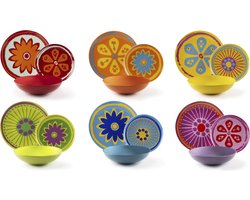 18-delige Serviesset Spring – Excelsa | Multicolor Porselein & Aardewerk | Vrolijk Flower Power Design - Italiaans Design