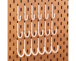18-pack Ronde haakjes voor Ikea Skadis pegboards - Wit - 3 verschillende maten - dubbel slot