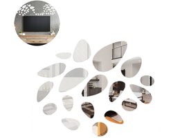 18 stuks ovale acryl spiegels muur stickers,Spiegel muurstickers, verwijderbare zelfklevende acryl spiegel voor doe-het-zelf kunst kamer slaapkamer achtergrond decoratie