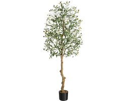 180 cm hoge natuurgetrouwe kunst‑olijfboom in pot, verstelbare takjes, levensechte bladeren en vruchten, decoratieve nep‑boom voor woonkamer, kantoor en terras binnenshuis