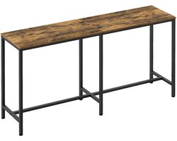 180 cm lange bartafel - rechthoekige staande tafel met voetensteun - smalle bartafel voor keuken - woonkamer - eetkamer - bar - hal - vintage bruin en zwart