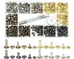 180 Sets Leer Nieten met Dubbele Kop en 3 Gereedschappen voor DIY Leerprojecten, Kleding, Tassen en Schoenen (4 Kleuren)