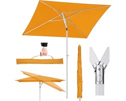 180 x 125 cm parasol met beschermhoes, balkonparasol, tuinparasol, terrasparasol, zonwering UPF50+, kantelbaar, in hoogte verstelbaar, rechthoekig, oranje