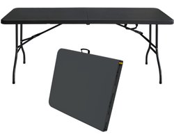 180cm draagbare zware klaptafel met handvat - opvouwbare tafel - voor kamperen - 135kg draagvermogen - zwart