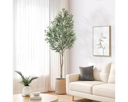 180cm Grote Kunstmatige Olijfboom in Pot - Decoratieve Olijfboom voor Thuis, Woonkamer, Slaapkamer, Kantoor en Tuin