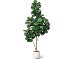 180cm Kunst vijgenbladboom - natuurgetrouwe kunst Ficus Lyrata met plantenpot - staande kunstplanten voor binnen decoratie thuis kantoor woonkamer - cadeau voor huisvesting