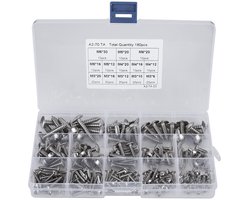 180Pcs M3 M4 M5 M6 Rvs Platte Kop Zelftappende Schroeven Assortiment Set Kruis Platte Kop Schroeven voor Dek Gipsplaten Beton Plaatwerk
