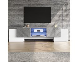 180x40x46.5cm Zuiver Wit & Grijs Tv-meubel - Lage Plaat TV-Kast voor Woonkamer