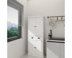 181cmKeukenberging, met 4 deuren, lade, 2 verstelbare planken, vrijstaand kastje voor eetkamer woonkamer, wasruimte - Wit