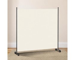 187 x 181 cm, 1-delig op wieltjes, mobiele scheidingswand met remwielen, ondoorzichtig polyester en versterkt metalen frame, ruimteverdeler voor binnen, voor slaapkamer, kantoor
