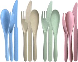 18x Herbruikbare Bestek Kunststof 16 cm | Duurzaam Campingservies | Picknickservies | Cutlery Set | Bestek Picknick- Multicolor