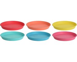 18x stuks gekleurde borden kunststof 23 cm - Campingservies/picknickservies