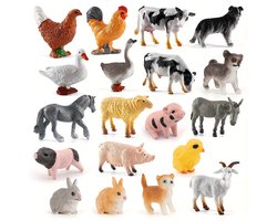 19-delige Boerderij Dieren Figuren Set – Montessori fidget toys Realistische Kip, Koe, Schaap & Varken Modellen – Educatief Kinder Speelgoed