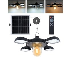 192 LED-hanglamp op zonne-energie met bewegingssensor - 5 verlichtingsstanden - Werklampen met vier panelen - Waterdicht - Geschikt voor tuinhuisjes, garages, winkels, schuren en huizen.