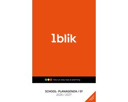 1blik Schoolagenda EF 2026/2027 - Slimme Planagenda (Weekeditie zondag t/m zaterdag) voor PO, VMBO, HAVO, VWO, VSO, HBO