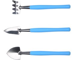 1ensemble Tools De Jardinage Ensemble De Pelle Râteau Et Mini Shovel Antislippers voor Planten Pot Blauw