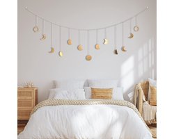 1pc Star Moon Wall Hanging Festival Hanger Achtergrond Wand Huis Wanddecoratie, 144cm 13 Maanen, met LED Licht String, Geschikt voor Decoratie in Woonkamer en Slaapkamer