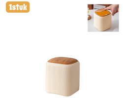 1stuk - Mini-prullenbak - Afvalbak - Dubbele binnen- en buitenbak - Houtnerfstijl - Met drukdeksel - Afvalbak voor op het bureau en in de keuken - Geel