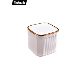 1stuk - Mini-prullenbak - bureau afvalbakje - Geschikt voor slaapkamer, woonkamer, kantoor - Geur- en stofdicht - kleine prullenbak - Dubbellaagse emmer met deksel - Wit