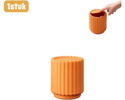 1stuk - Mini-prullenbak - prullenbak - Geschikt voor bureaus en keukens - Push-Top-stijl - Zonnebloemontwerp - Brede opening - oranje kleur