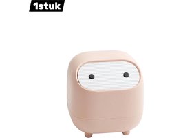 1stuk - Mini Prullenbak - Schattige Afvalbak voor Bureau en Badkamer - Compacte Prullenbak met Deksel - kleine afvalbak - Geel