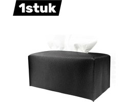 1stuk - Tissue Box - Waterdicht - Leer - Tissue Houder - Geschikt voor Thuis, Hotel, Auto, Badkamer Decoratie - Lang - Zwart