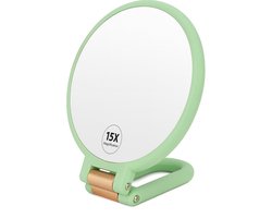 1X 15X Vergrotende Spiegel, Dubbelzijdig Make-up Spiegel Handheld, Opvouwbaar Reisspiegel voor Vrouwen en Mannen