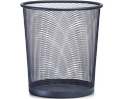 1x Antraciet grijze prullenbakje/vuilnisbakje rond van draadmetaal/mesh 26 x 28 cm - Kantoorbenodigdheden - Bureau-accessoires - Vuilnisbakken/Prullenbakken/Afvalbakken - Mesh kantoor/bureau benodigdheden