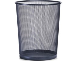 1x Antraciet grijze prullenbakje/vuilnisbakje rond van draadmetaal/mesh 29 x 35 cm - Kantoorbenodigdheden - Bureau-accessoires - Vuilnisbakken/Prullenbakken/Afvalbakken - Mesh kantoor/bureau benodigdheden