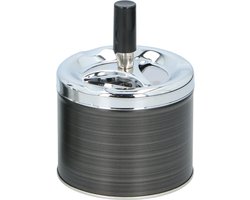 1x Antraciet/grijze draaiasbakken/terrasasbakken 12 cm geborsteld metaal - Buiten asbakken - Tafelaccessoires - Tuin artikelen
