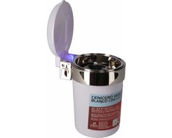 1x Auto asbakje met LED lichtje en deksel wit 11 x 9 cm - Geurvrije anti rook auto asbak