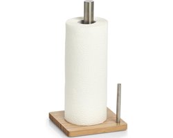 1x Bamboe houten keukenrolhouders vierkant 16 x 32,5 cm - Keukenbenodigdheden - Keukenaccessoires - Keukenpapier/keukenrol houders - Houders/standaards voor in de keuken