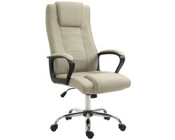 1x Beige Bureaustoel - Ergonomische Kantoorstoel met Leinenweefsel - 360° Wielen & Wippfunctie - Stoel met Stijl voor Homeoffice